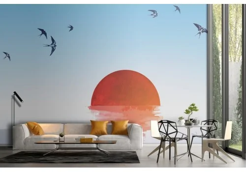 Carta da Parati sole sul mare tramonto alba