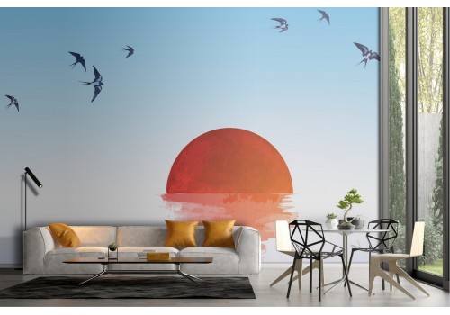 Wallpaper sun on the sea sunset dawn