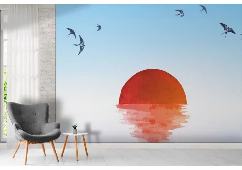 Carta da Parati sole sul mare tramonto alba 2