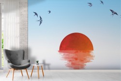 Wallpaper sun on the sea sunset dawn