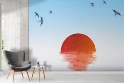 Wallpaper sun on the sea sunset dawn