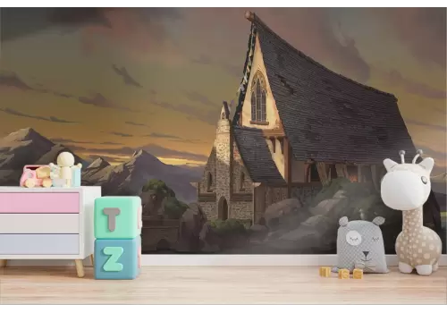 Carta da Parati illustrazione casa fantasy dark