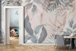 Modern living room wallpaper leaf design