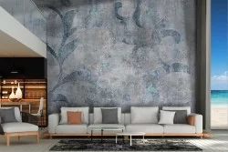 Cement Nature Leaves Wallpaper