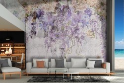 Carta da Parati Cemento Fiori Natura Vintage