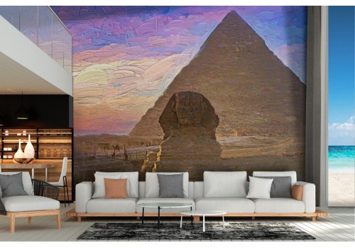 Carta da Parati dipinto piramide e sfinge Egitto
