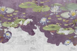 Wallpaper Design and Styles Flora and Fauna Surfaces and Textures Concrete Flowers Leaves