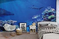 Underwater marine nature wallpaper with fish and corals-0114