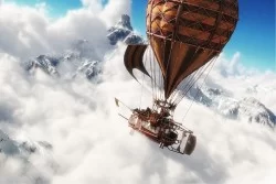 Wallpaper Landscapes and Nature Children Mountain Fantasy and Dark Rockets airplanes hot air balloons
