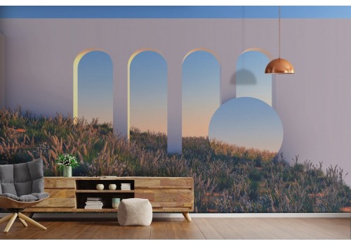 Wallpaper modern architecture landscape 3D-0127 2