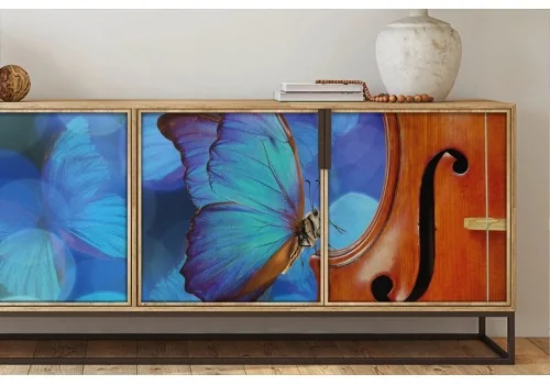 Butterfly Wallpaper on Violin Nature Illustration-0128