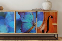 Carta da Parati farfalla su violino natura illustrazione-0128