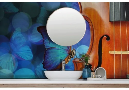 Butterfly Wallpaper on Violin Nature Illustration-0128 2