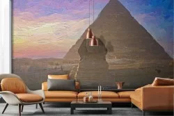 Wallpaper painted pyramid and sphinx Egypt