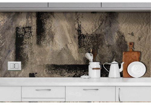 Industrial Plaster Wallpaper in Black and Beige-0137