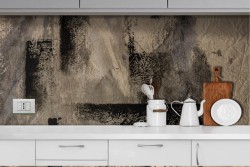 Industrial Plaster Wallpaper in Black and Beige-0137