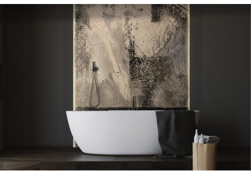 Industrial Plaster Wallpaper in Black and Beige-0137 2