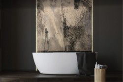 Industrial Plaster Wallpaper in Black and Beige-0137