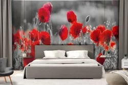 Carta da Parati Fiori Foglie e Fiori Moderna Prati e colline