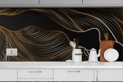 Carta da Parati Decorazione luxury foglie oro fondo nero-0145