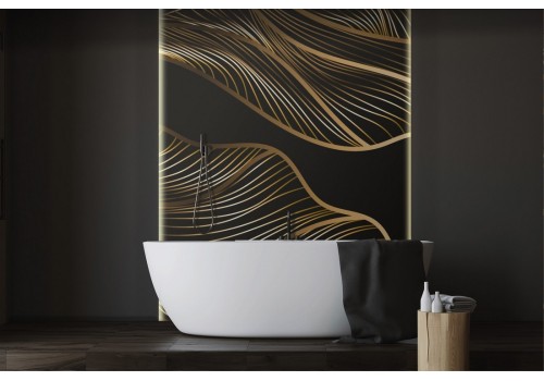 Carta da Parati Decorazione luxury foglie oro fondo nero-0145