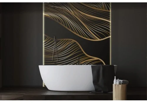 Carta da Parati Decorazione luxury foglie oro fondo nero-0145