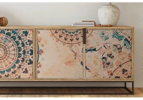 Carta da Parati mandala arancione orientale design-0157