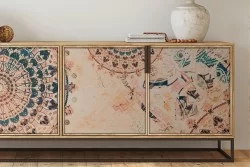 Carta da Parati mandala arancione orientale design-0157