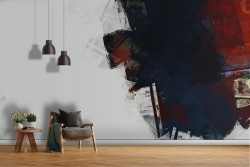 Carta da Parati decorazione moderna colore blu e rosso-0161