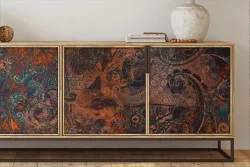 Carta da Parati decorazione vintage fiori rosso-0163