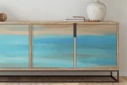 Blue and sand modern painted wallpaper-0167