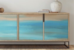 Carta da Parati azzurro e sabbia dipinto moderno-0167