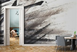 Modern design wallpaper stripes color black grey-0168