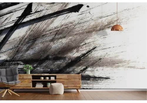 Modern design wallpaper stripes color black grey-0168 2