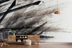 Modern design wallpaper stripes color black grey-0168