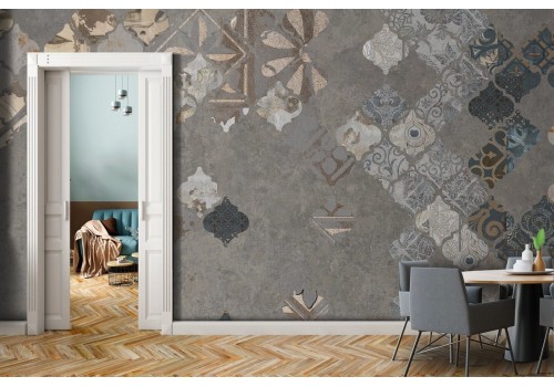 Wallpaper tiles and cement vintage decoration-0171