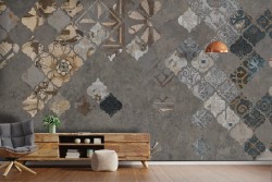 Wallpaper tiles and cement vintage decoration-0171