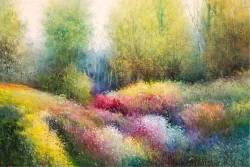 Carta da Parati Design e Stili Flora e Fauna Paesaggi e Natura Dipinti e Acquerelli Foglie e Fiori Natura Prati e colline