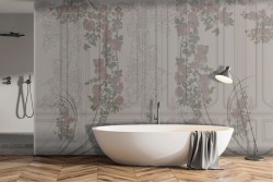 Refined vintage boiserie wallpaper with flowers-0177