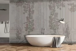 Refined vintage boiserie wallpaper with flowers-0177