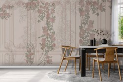 Refined vintage boiserie wallpaper with flowers-0177