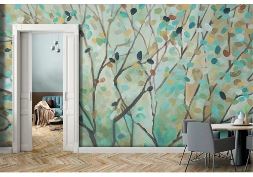 Wallpaper green nature painted tree-0182