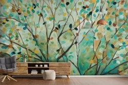 Wallpaper green nature painted tree-0182