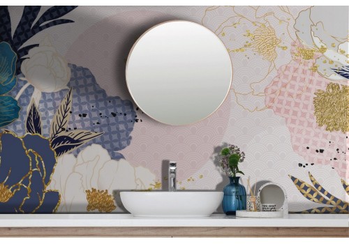 Wallpaper flowers gold, white and pink finishes nature-0184 2