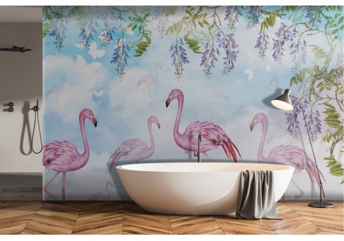 Refined vintage nature flamingo wallpaper-0187