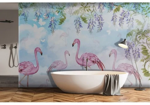 Refined vintage nature flamingo wallpaper-0187