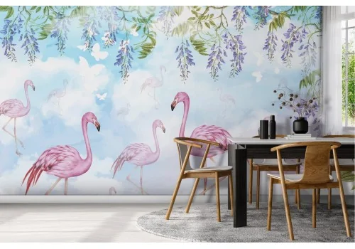 Refined vintage nature flamingo wallpaper-0187 2