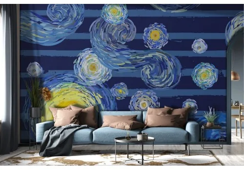 Starry Night Wallpaper Van Gogh Art Painting-0189