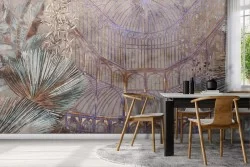 Carta da Parati decorazione struttura serra tropicale vintage-0190