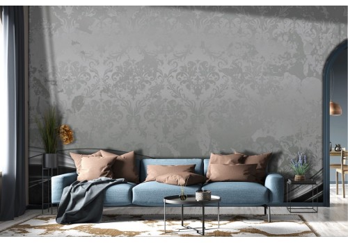Damask wallpaper gray and black vintage waves-0191